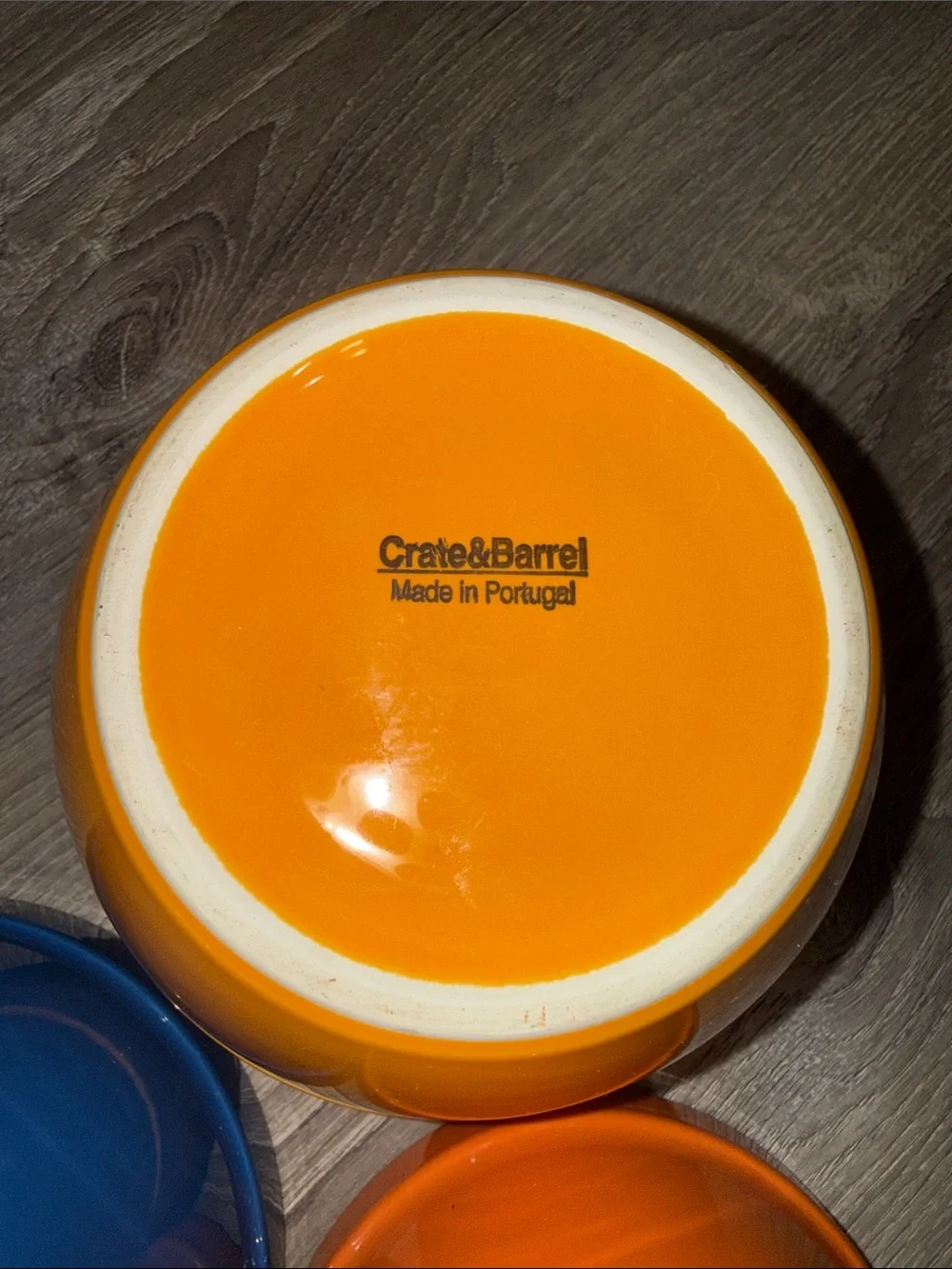 Crate&Barrel Addison Retiree Stoneware Nesting Bowls in Blue, Yellow, and Orange